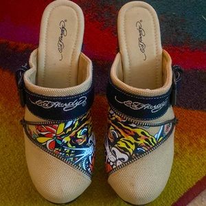 Throwback! Ed Hardy Wooden Clogs